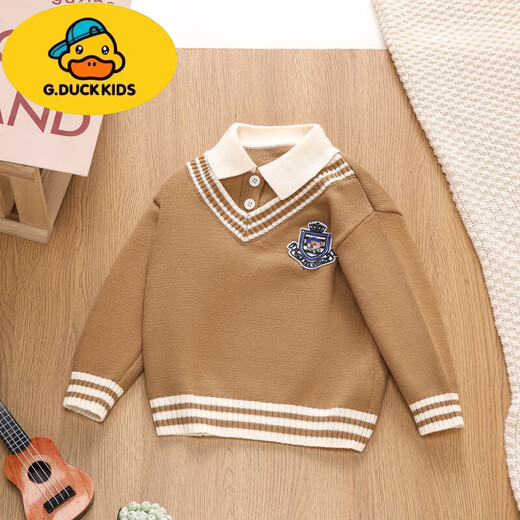 G.duck college style sweater for boys and girls in autumn and winter new style children's style children's fake two-piece sweater spring and autumn top shirt royal blue 140