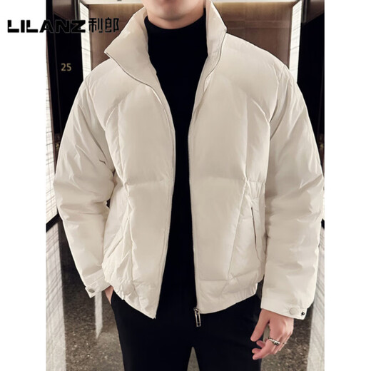 LILANZ official feeling thin down jacket men's winter warm and handsome 2025 new casual trendy short loose jacket gray (high quality) - flagship model L (130-150Jin Jin equals 0.5kg)