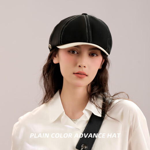 Zhenxiang Hat Women's Autumn and Winter Fashionable Foreign Style Painter Bailey Newsboy Hat Showing Face Small Progressive Hat Front and Back Wear J698 Black One Size 56-58cm