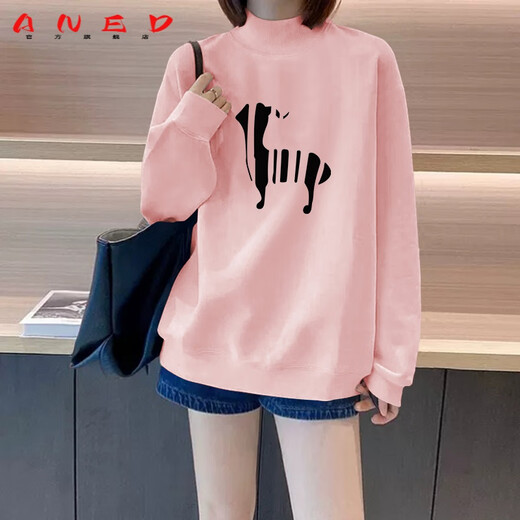 ANED2025秋冬新款白色半高领卫衣女冬小众设计感加绒加厚长袖套头上衣 1476白色(加绒) M100-115斤