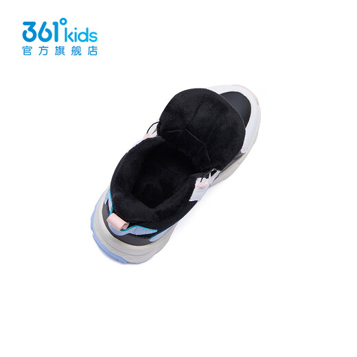 361 Children's shoes for boys and girls, thickened velvet and warm cotton shoes, winter new children's casual sports versatile cotton shoes, carbon black/dark pink/phantom blue 32