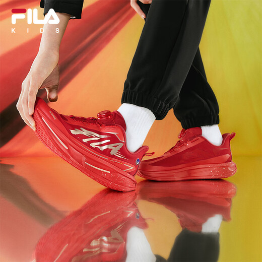 FILA Children's Shoes Running Shoes 2026 Spring New Year Men's and Large Children's Sports Shoes Super Running 6 Dark Red/Fiery Red-FH 33 Inner Length 20.5cm