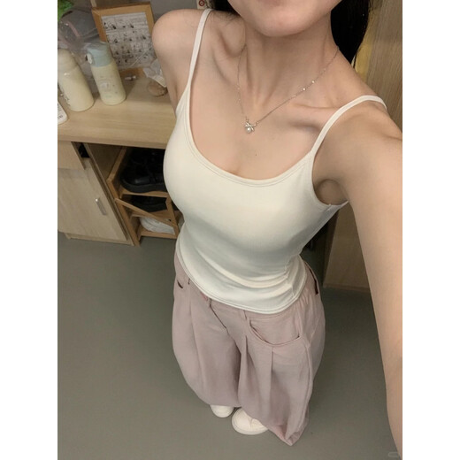 Designed gray hottie suspender belt for women with breast pads, slim fit inner top, summer bottoming anti-wearing vest, light gray S