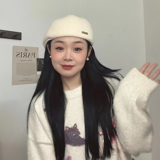 Xiaohongshu recommends elegant and versatile beret for women spring and autumn new knitted hat retro wool white 55-59cm one size