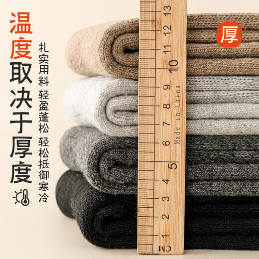 Extra thick cashmere socks for women, autumn and winter mid-calf socks with velvet and thickened warm cotton socks, striped long towel stockings, huge thick velvet, white, off-white, light gray, khaki, dark brown, black, one size fits all, one size fits all (thick velvet/super warm cashmere socks/will be sent first if you add to your collection)