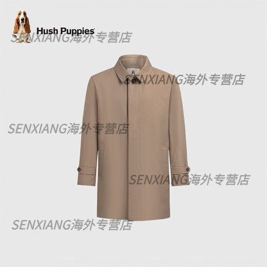 暇步士（Hush Puppies）【挺括易打理】男装秋季经典耐穿中长款翻领风衣外套男 中啡1 3XL