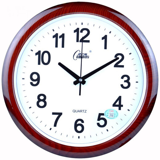 Combas clean sound clock quartz clock home ultra-clean sound wall clock living room bedroom wall hanging decorative art clock watch wood grain white luminous model 38 cm diameter 38 cm