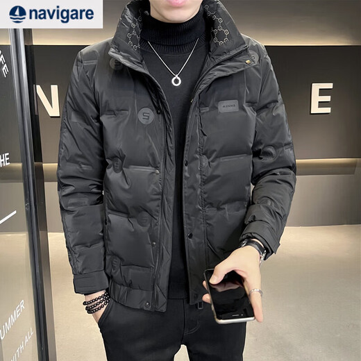 Navigare Italian small sailing winter down jacket men's short thickened cold-proof clothing new fashion brand casual stand-up collar warm khaki L