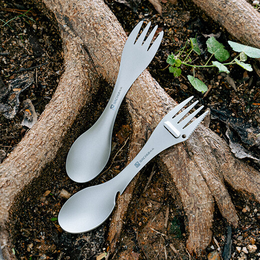SACHUI pure titanium camping picnic tableware outdoor bottle opener knife, fork and spoon multi-function five-in-one lightweight portable titanium alloy pure titanium five-in-one multi-function spoon and fork