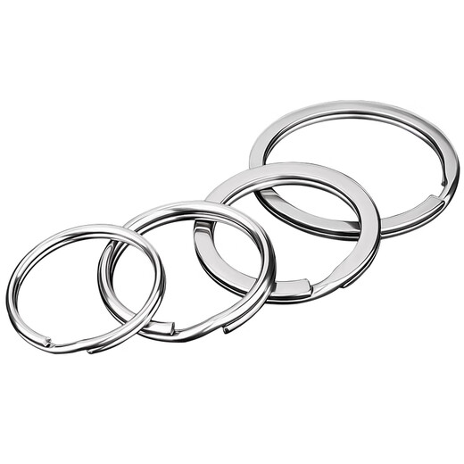 Fengji 304 stainless steel new aperture round key ring thickened large and small circles practical iy car keychain accessories stainless steel thin coil 15mm*3+20mm*3+25mm*3 (9 pieces in total)