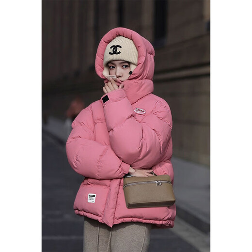 TonLion 2025 winter women's hooded contrasting color stitching one-hand long down jacket