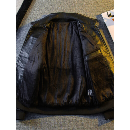 Playboy American Workwear Bomber Jacket Cotton Jacket Men's Winter Velvet Thickened Warm Motorcycle Leather Jacket Black M