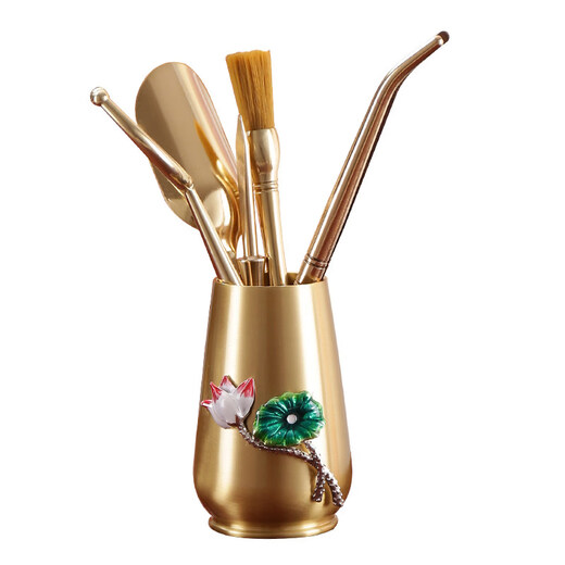 Guangyi Brass Tea Ceremony Six Gentlemen Set Tea Set Accessories for Making Tea Copper Tea Washer Tea Clamp Tea Tweezers Six Gentlemen Brass Large Six Gentlemen A Plum Blossom Tea Squeegee