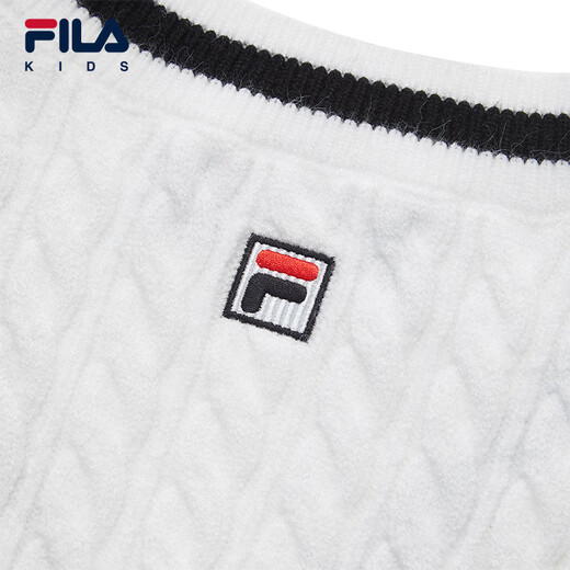 FILA Children's Clothing Sweater 2026 Spring New Boys' V-neck Pullover Woolen Vest Jade White-WT 150