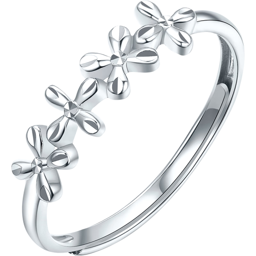 Saturday Fortune PT950 Four-leaf Flower Platinum Ring for Girlfriend B0112803 About 2.02g 15th Birthday Gift