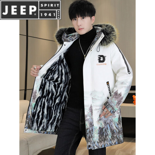 JEEP SPIRIT冬季派克服男士冲锋衣加绒加厚夹克男冬装棉服中长款风衣保暖外套 黑色【加 绒加 厚】 4XL 【180-200斤】