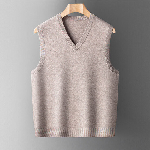 XJSGS international high-end brand woolen sweater vest men's waistcoat V-neck dad wear middle-aged and elderly vest autumn and winter sweater high-end black and red ready stock winter style XL/180/96A