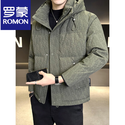 Мужской пуховик ROMON, зима 2025, новый, с капюшоном 90, белая подкладка на утином пуху, одежда для холодной погоды, тонкая утолщенная куртка черного цвета, M 100-120Jin Jin весит около 0,5 кг.
