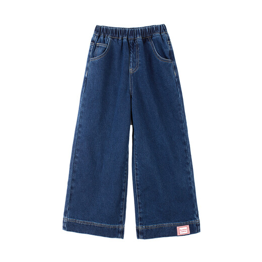 Xiaoyinman IP Rabbit Children's Clothing Girls Jeans 26 Spring Medium and Large Children's Loose Straight Casual Pants Denim Blue 160