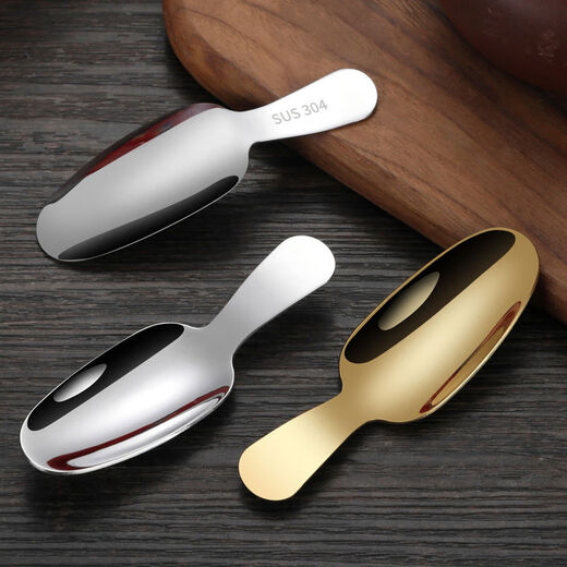 Sanqihu 304 stainless steel thickened tea spoon tea spoon tea shovel short handle ice cream spoon dessert spoon 304 original color 1 pack