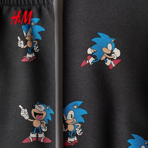 H&M2026 Spring New Children's Clothing Children's Boys' Sweaters and Shorts 2-piece Set 1321528 Gray/Sonic the Hedgehog 90 90/52 (1.5-2Y)