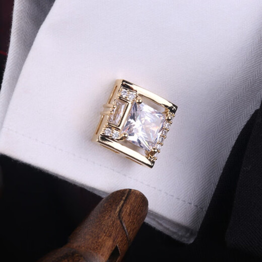 Men's French shirt cufflinks, hand-carved, suit French cufflinks, cufflinks, shirt cuff buttoning gift, gold-plated Qiyi crystal cufflinks