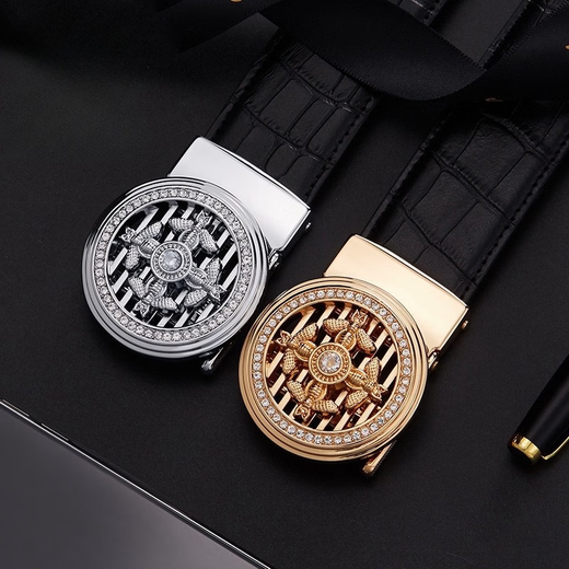 LISM Light Luxury High-end Men's 2025 Belt Men's Fashion Automatic Buckle Genuine Leather Design Belt Fashionable and Versatile Gold 115cm