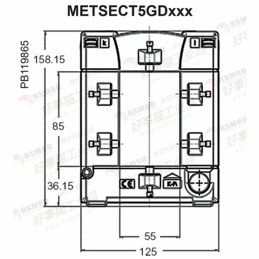 Schneider split current transformer CT current ratio 1000/5 busbar 55X85 METSECT5GD100 current transformation ratio 1000_5 busbar