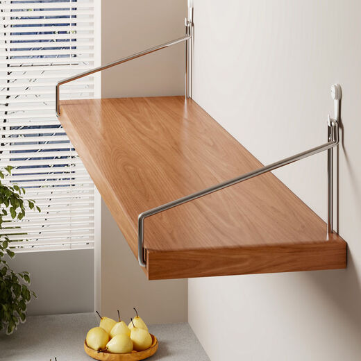 Fantasy wall storage rack wall one-word board hanging wall paint-free board wall wooden partition suspended storage board walnut color 80x15