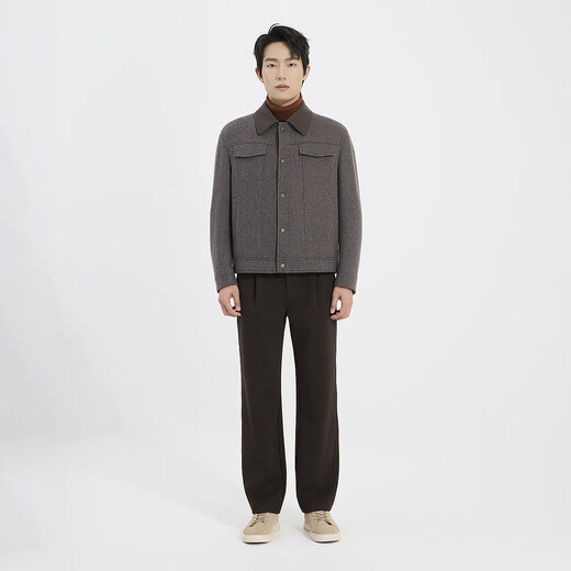 Lilang Contains Cashmere Barn Style Woolen Jacket Short Winter New Men's Woolen Coat Store Same Style Light Gray Coffee (25DYR9011S) M 165/80A