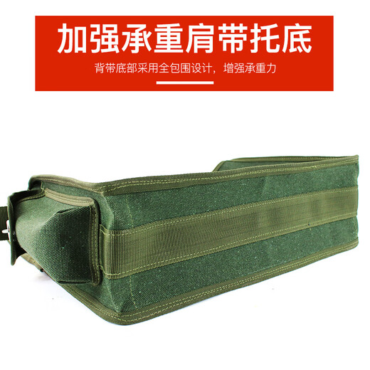Raft core carpentry canvas tool bag is strong and durable, multi-functional repair electrician large and small wear-resistant men's tool bag No. 41 green large size 45*14*30CM