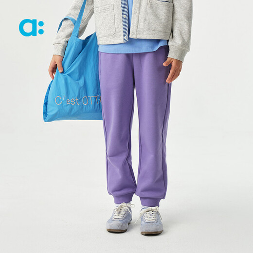 Youlan allblu Youlan Lan standard pants children's pants 26 spring new style girls boys sports pants school uniform pants standard version star purple 140 cm