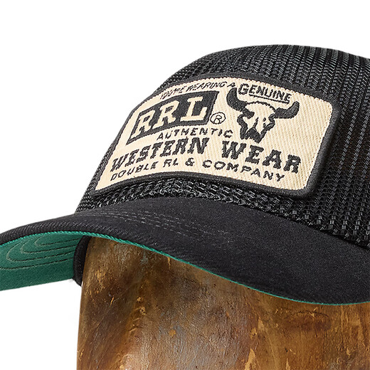 RRL Unisex 26 Spring Denim Visor Mesh Trucker Hat RL95628 001-Black ONE