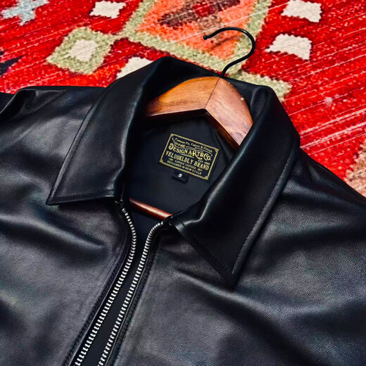 CHEVALPES international first-line brand wide version, thin, soft black lapel zipper vegetable tanned sheepskin leather jacket for men, black sheepskin S <145Jin Jin is equal to within 0.5kg>