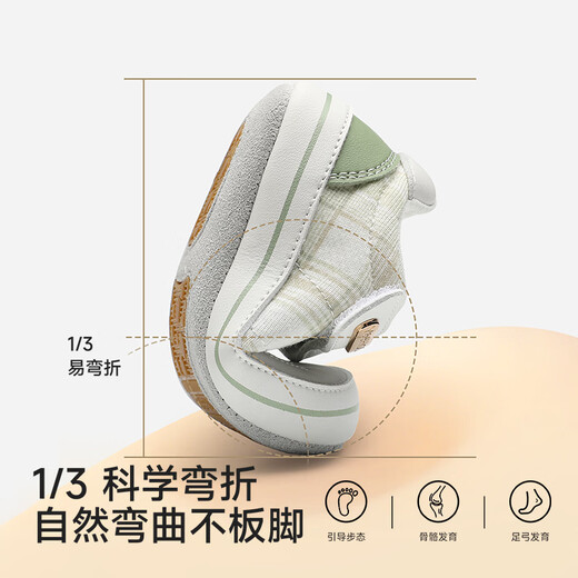 YEEHOO shopping mall same style baby boy soft-soled casual shoes plaid spring and autumn new toddler shoes versatile matt green 18 inner length 11.2/foot length 10-11