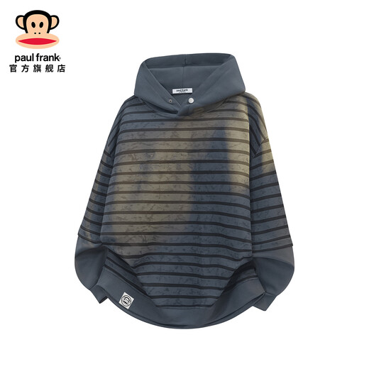 Обезьяна с большим ртом (Пол Фрэнк) Американская уличная толстовка с капюшоном для мужчин весной и осенью, новый модный бренд, свободный ретро-полосатый повседневный универсальный топ с длинными рукавами цвета хаки, официальный аутентичный M, рекомендуется 95-110Jin Jin равен 0,5 кг