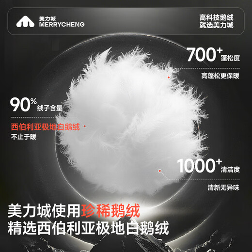 Meili City Heikishi Series Down Jacket Men's Winter Jacket Short Hooded Goose Down Jacket 042 Obsidian L