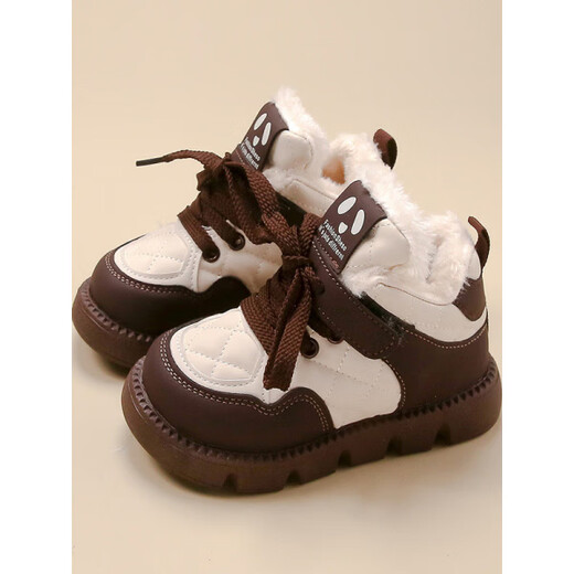 G.duck Little Yellow Duck Girls' Velvet Large Cotton Short Boots 2025 Winter New Children's Cotton Shoes Little Girls Thick Sole Non-Slip Winter Style 58XXI 36 Inner Length About 22CM