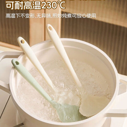 1+1 Japan imported small size silicone spatula and spoon mini spatula baby food supplement tool food grade kitchen spatula + spoon - milky white maternal and infant grade silicone to protect health