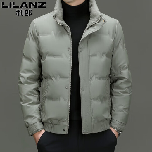 LILANZ Down Jacket Men's Winter Stand Collar Business Casual Young and Middle-aged Short Light Fashion Jacket Men's Khaki 2369 3XL