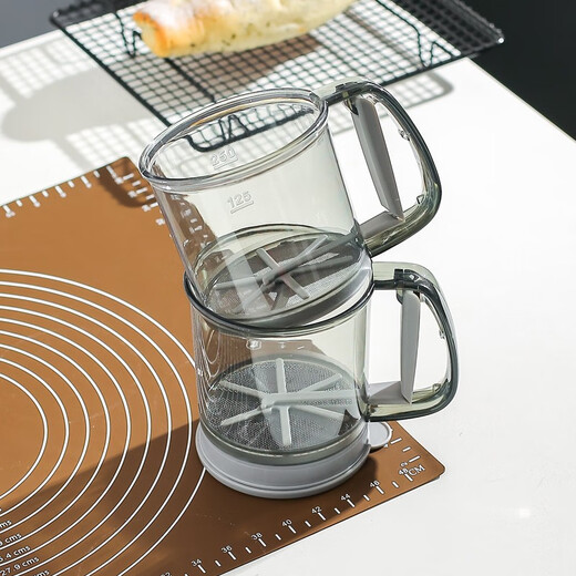 FVFH kitchen stainless steel flour sieve, special sifter for baking, handheld semi-automatic filter mesh flour sieve tool, semi-automatic flour sieve (double layer)