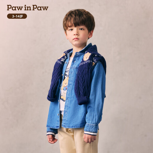 PawinPaw cartoon bear children's clothing 26 spring and summer new boys' denim long-sleeved shirt