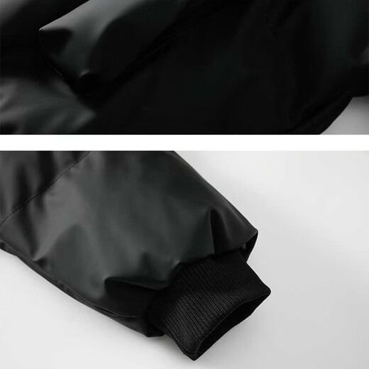 Catman Cotton Jacket Men's Winter Hooded Versatile Windproof Fake Two-Piece Thickened Casual Warm Jacket Black L