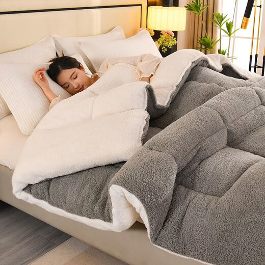 Fantasy thickened lamb velvet quilt double-sided velvet extra thick 10Jin Jin equals 0.5kg Winter quilt single student dormitory winter double quilt core quilt upgraded model white camel double-sided velvet 3 seconds quick heating 200x230 9Jin Jin equals 0.5kg thickened winter quilt