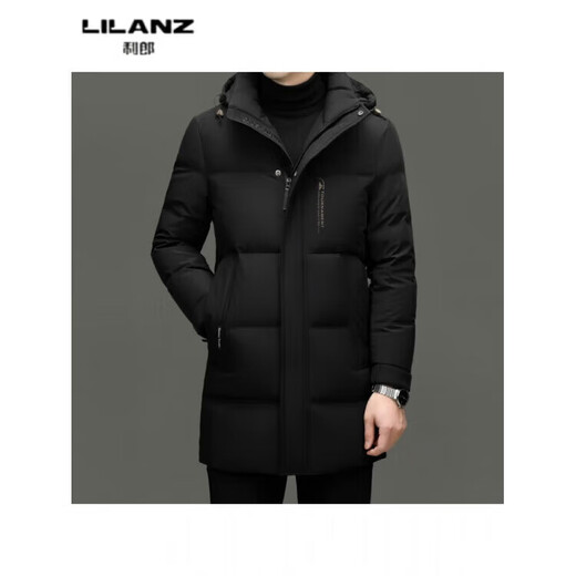 LILANZ Duck Down Mid-Length Down Jacket Men's Winter New High-end Business Casual Removable Hat Jacket Gray Green 14XL (190)
