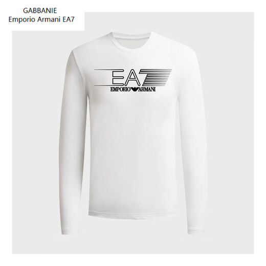 Emporio Armani EA7 Armani new long-sleeved men's T-shirt round neck T-shirt slim fit versatile autumn and winter style slim bottoming fashion men 19 white (black print) M L recommended 165-170c120-130Jin Jin equals 0.5 kg