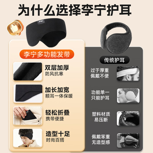 Li Ning earmuffs to keep warm in the winter season, thickened forehead and ear warmers, sports running headband, windproof earbags, plus velvet earmuffs for men and women