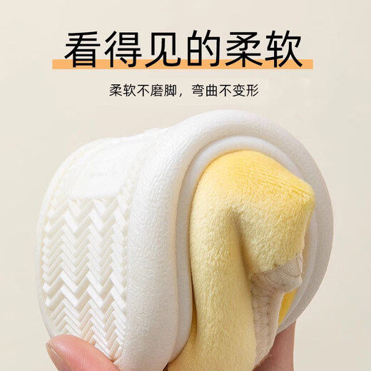 Aoyanlai children's cotton slippers for men, autumn and winter indoor home use for children and girls, non-slip soft sole plush cotton shoes, fine velvet gray, 13 cm inner length