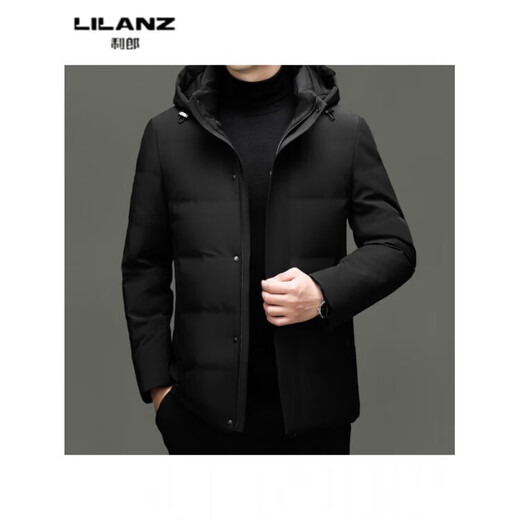 LILANZ Мужской осенне-зимний толстый пуховик 90, молодежный длинный повседневный модный теплый пиджак с капюшоном, черный 5523 со съемной подкладкой 14XL (190)