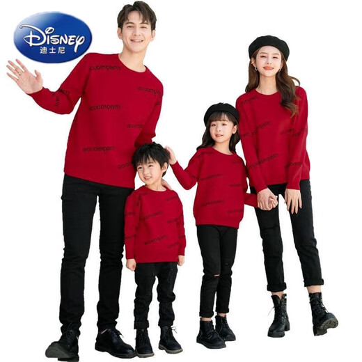 Disney (Disney) parent-child clothing for a family of three and four 2025 new trendy autumn and winter mother-child and mother-daughter clothing sweatshirt thickened coat sweater red sweater 150 cm/69-79Jin Jin equals 0.5 kg